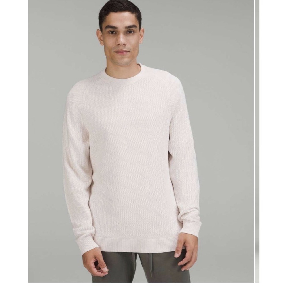 Lululemon Textured Knit Crewneck Sweater Mens Med Ivory M3DQBS